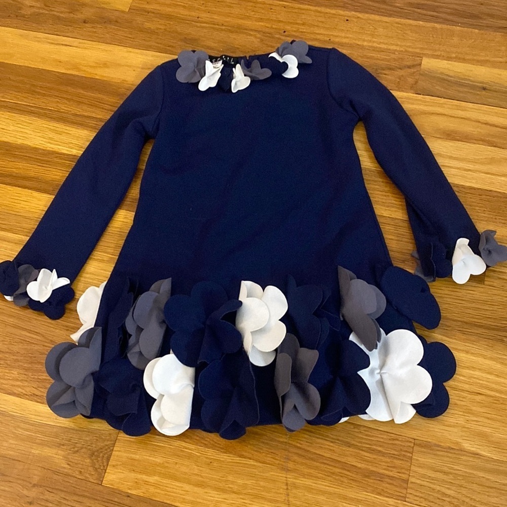 Biscotti Girl’s Blue Dress With Floral Detailing Size 2T